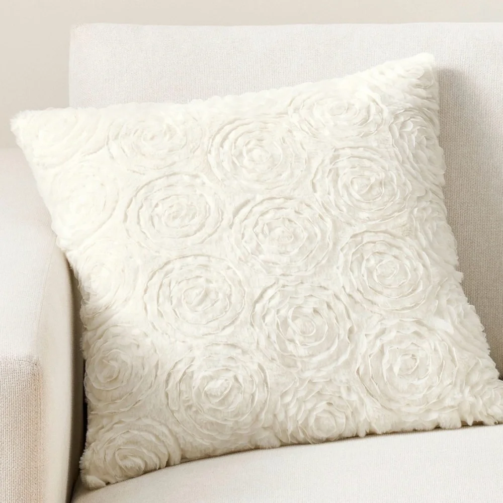Cream Pottery Barn x Loveshackfancy Organza Rosette Pillow Cover NWT Cottagechic